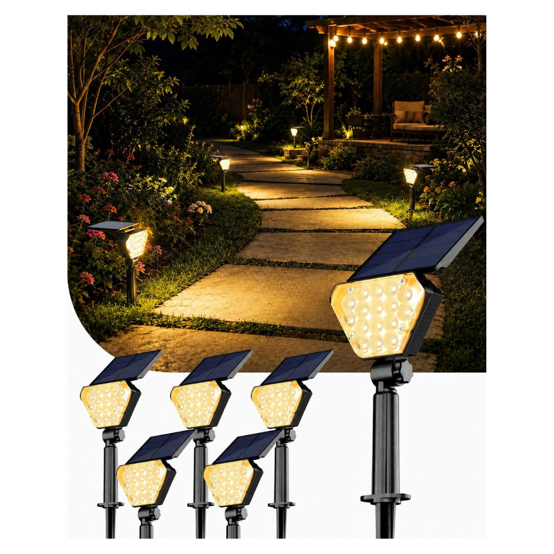 6-Pack T-SUN LED Solar Spotlights With Smart Auto On/Off