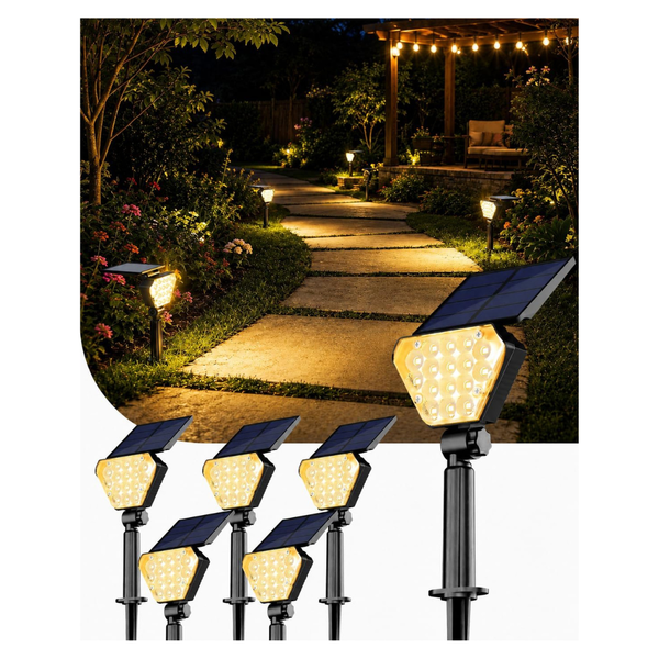 6-Pack T-SUN LED Solar Spotlights With Smart Auto On/Off