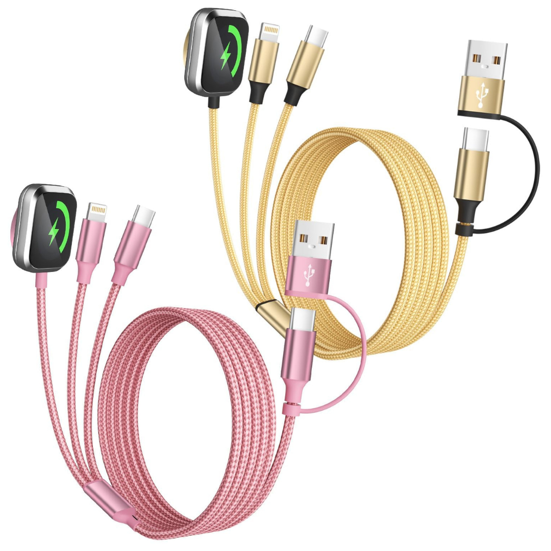 2-Pack 5' USB A/C 3-in-2 Multi Charging Cable