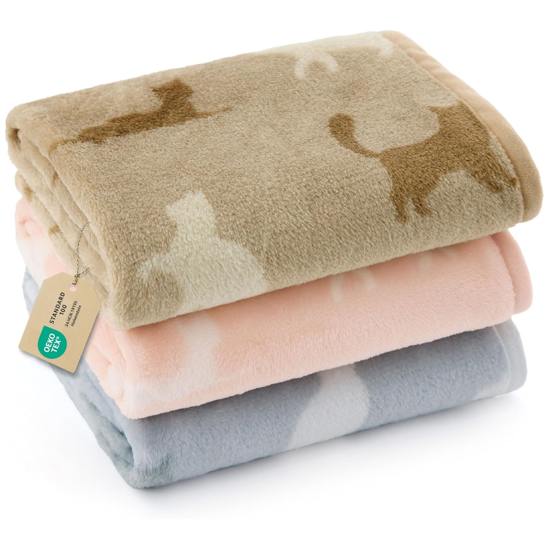 3-Pack Bedsure 23"x16" Ultra-Soft Flannel Fleece Pet Blanket (Various)