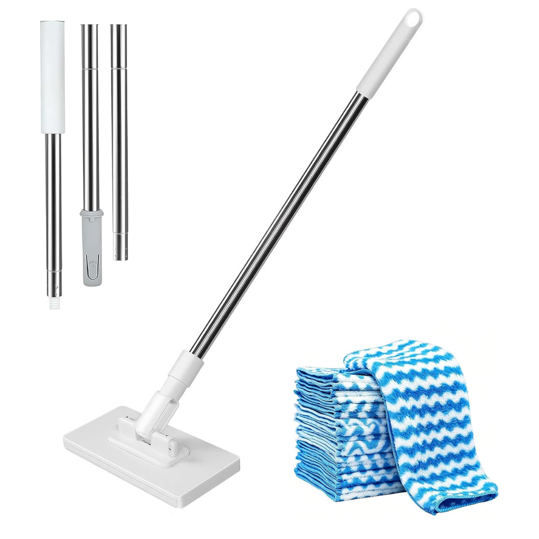 Zero-Touch Disposable Snap Grip Mini Mop W/ 10 Replacement Cloths