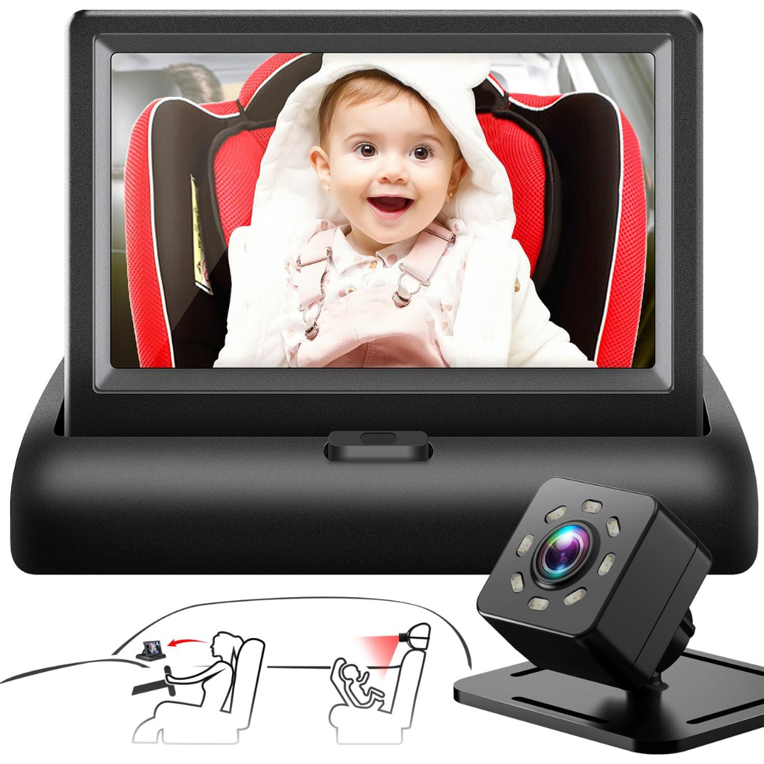 Baby Car Mirror With 4.3" HD Night Vision Display & Camera