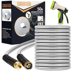 50-Ft Stainless Steel Garden Hose With 10-Function Nozzle