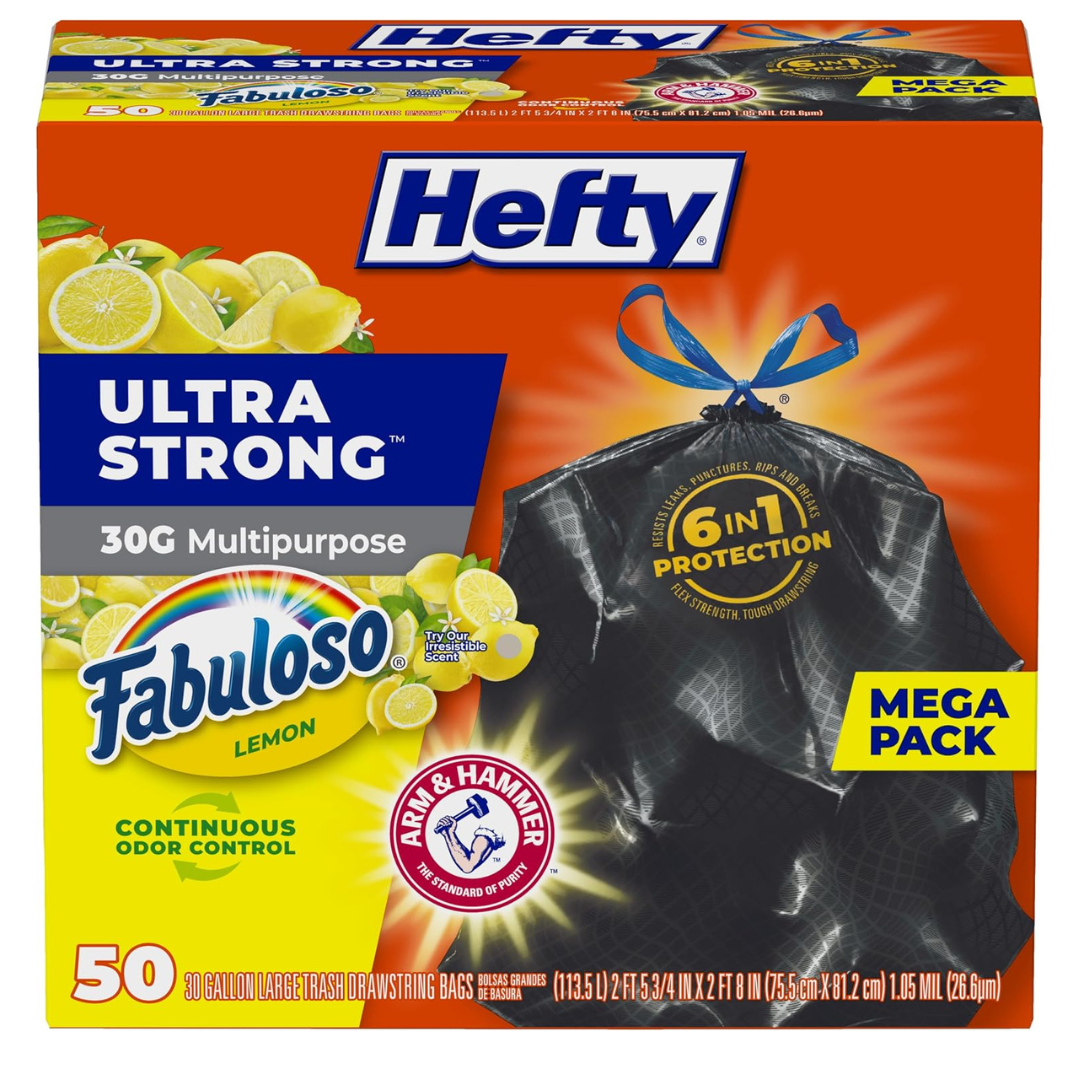 50-Count 30-Gallon Hefty Ultra Strong Large Trash Bags