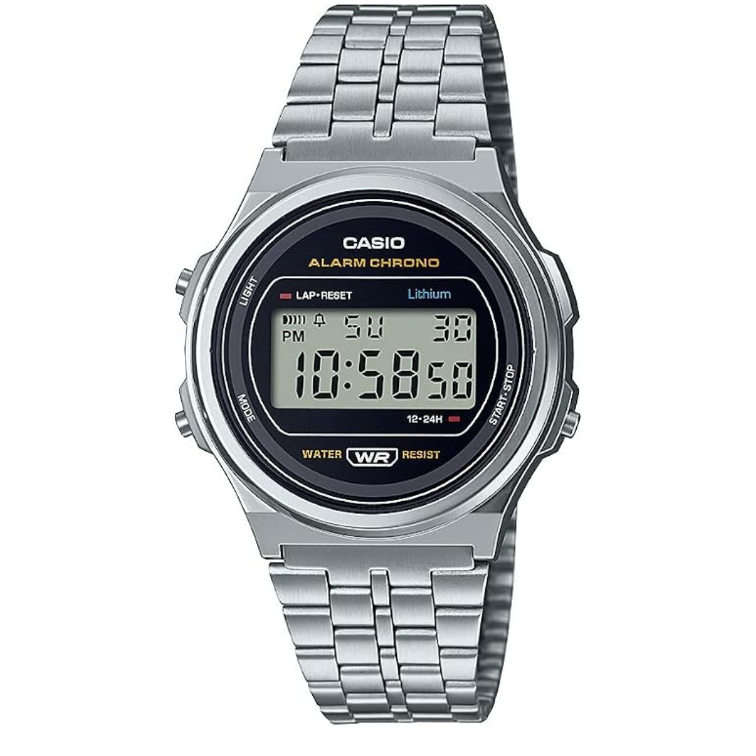 Casio 39mm Unisex Vintage Stainless Steel Bracelet Watch