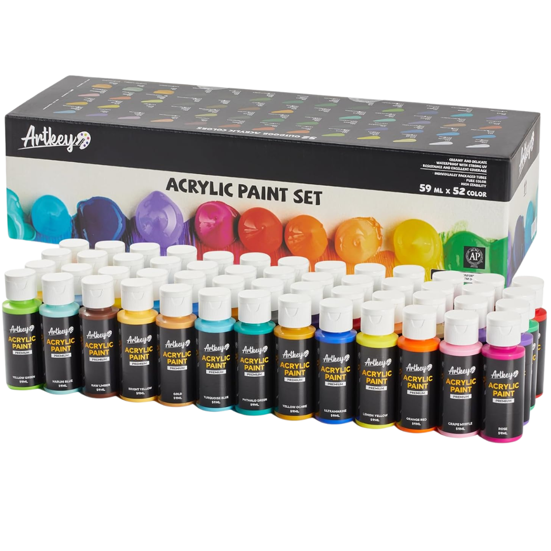 52-Count 2-Oz Artkey Acrylic Paint Set