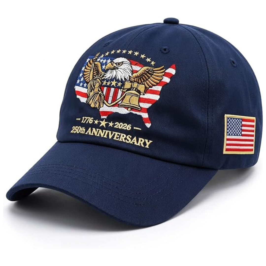 250th Anniversary USA Hat w/ Eagle Flag Design for Men Women