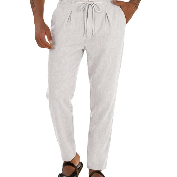 Men's Drawstring Elastic Waist Lightweight Casual Linen Pants