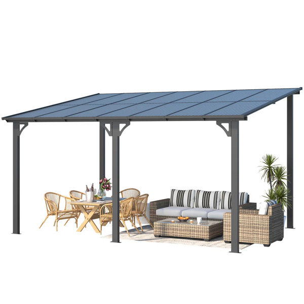 8 ft x 5 ft AECOJOY Aluminum Pergola with Canopy (Black)