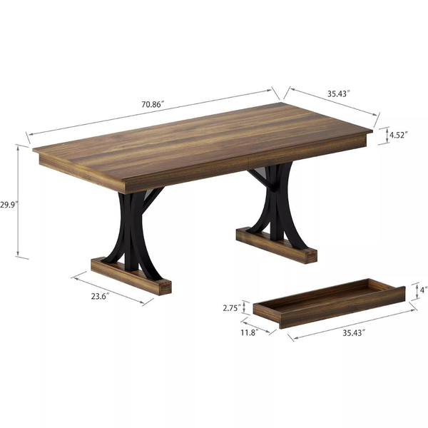 gaomon 71" Rectangular Dining Table w/2 Drawers