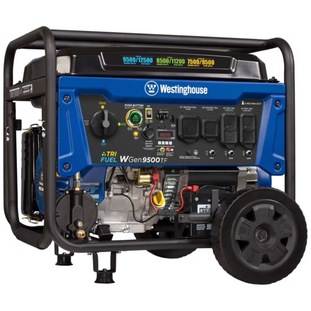 Westinghouse WGen9500TF 12500 / 9500 Watt Tri-Fuel Remote Electric Start Portable Generator