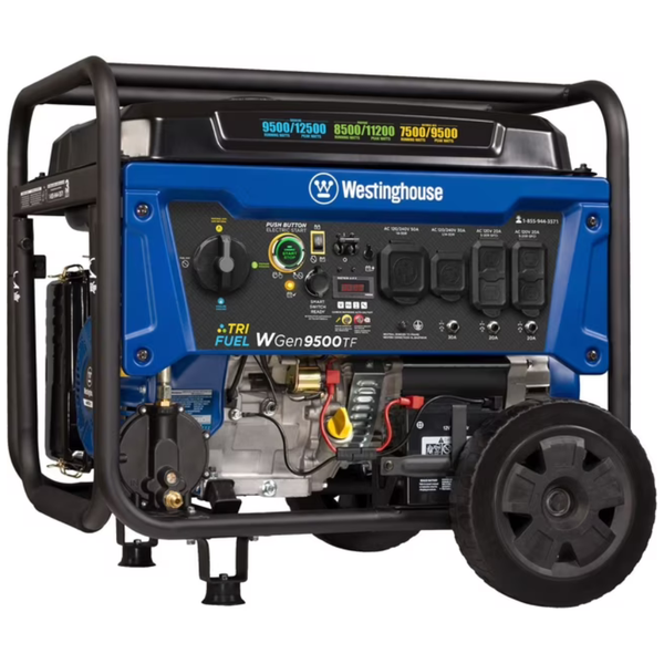 Westinghouse WGen9500TF 12500 / 9500 Watt Tri-Fuel Remote Electric Start Portable Generator