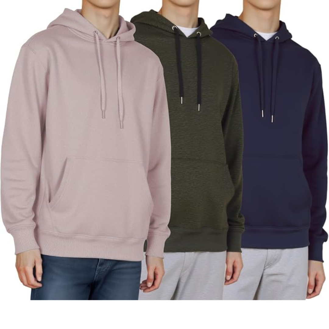 3-Pack Men's Lightweight Athletic Sweatshirt Fleece Hoodie