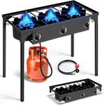 Ktaxon 3-Burner 225,000 BTU Propane Outdoor Cooker Stand w/ Adjustable Regulator