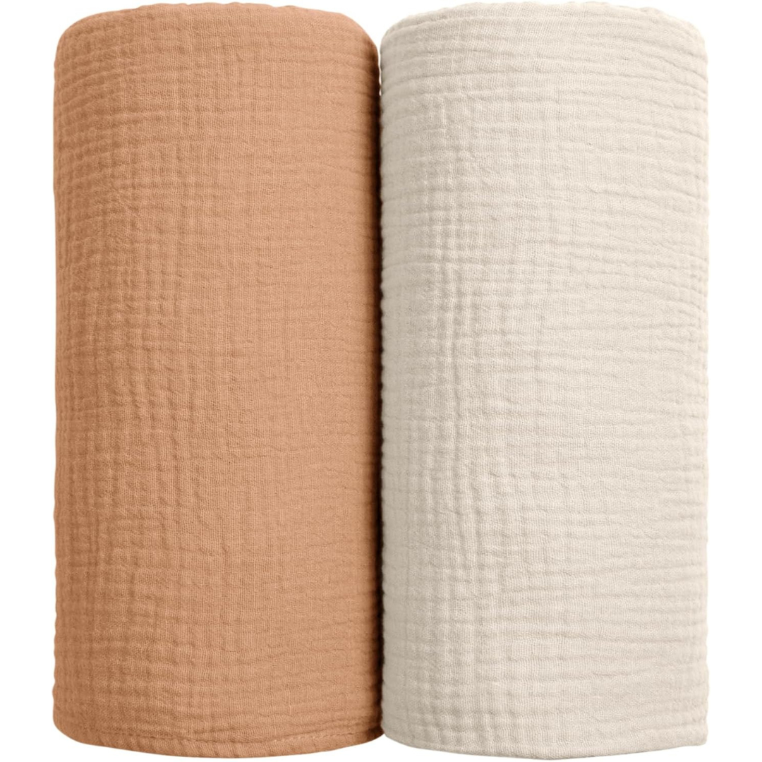 2-Pack lulumoon Cotton Muslin Swaddle Blankets (2 Colors)