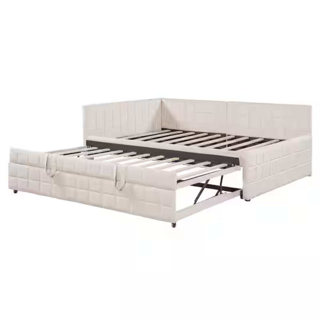 Nestfair Beige L-Shaped Upholstered Full Daybed