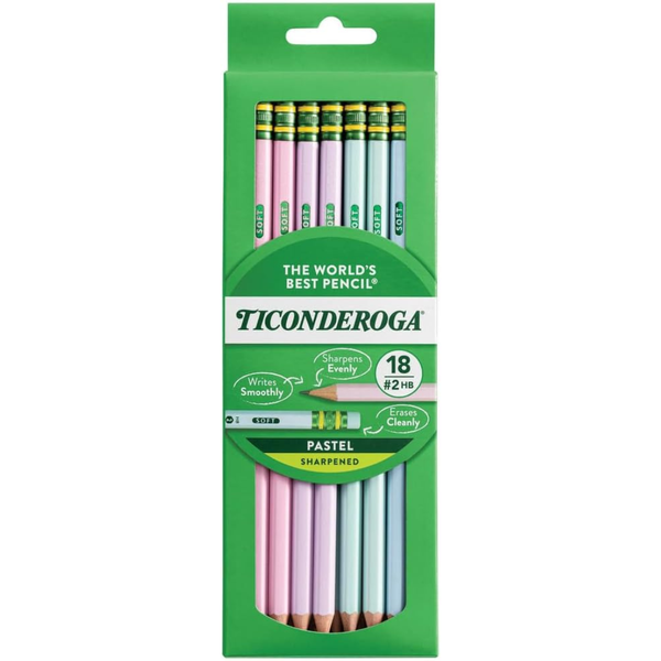 18-Count Ticonderoga 2 HB Soft Wooden Pencils