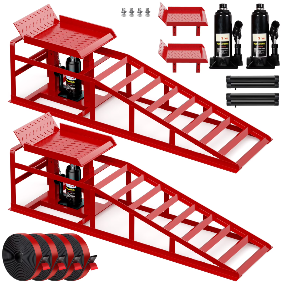 2-Pack Lafati Heavy-Duty 10,000-lbs. Hydraulic Car Ramp Set (4-Colors)
