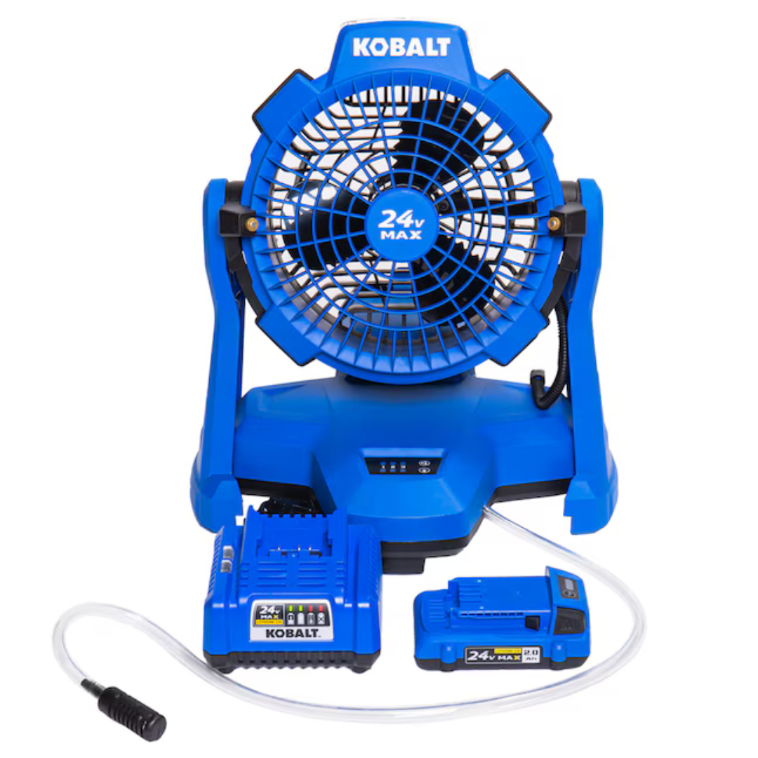 Kobalt 7" 24V Max Cordless Misting Fan w/ 2.0Ah Battery & Charger