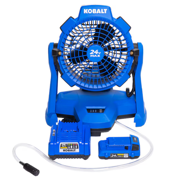 Kobalt 7" 24V Max Cordless Misting Fan w/ 2.0Ah Battery & Charger