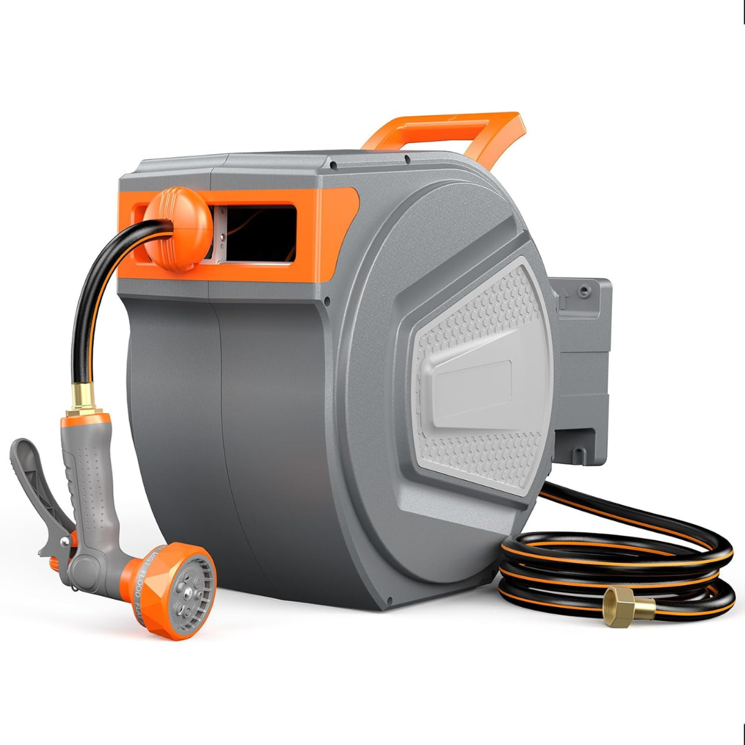 100ft Olixis Wall Mounted Automatic Retractable Garden Hose Reel