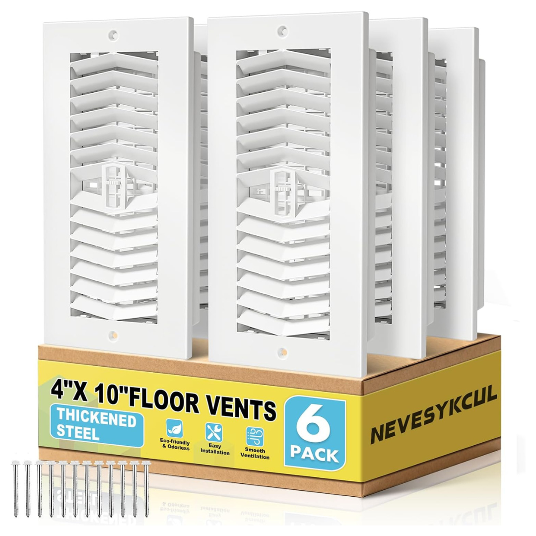 6-Pack Heavy Duty Floor Register 4x10 Vent Cover