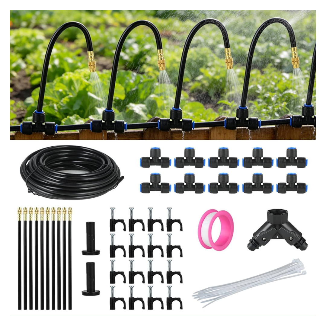 33FT 10 Nozzles 1/4" PE Tubing Drip Irrigation System