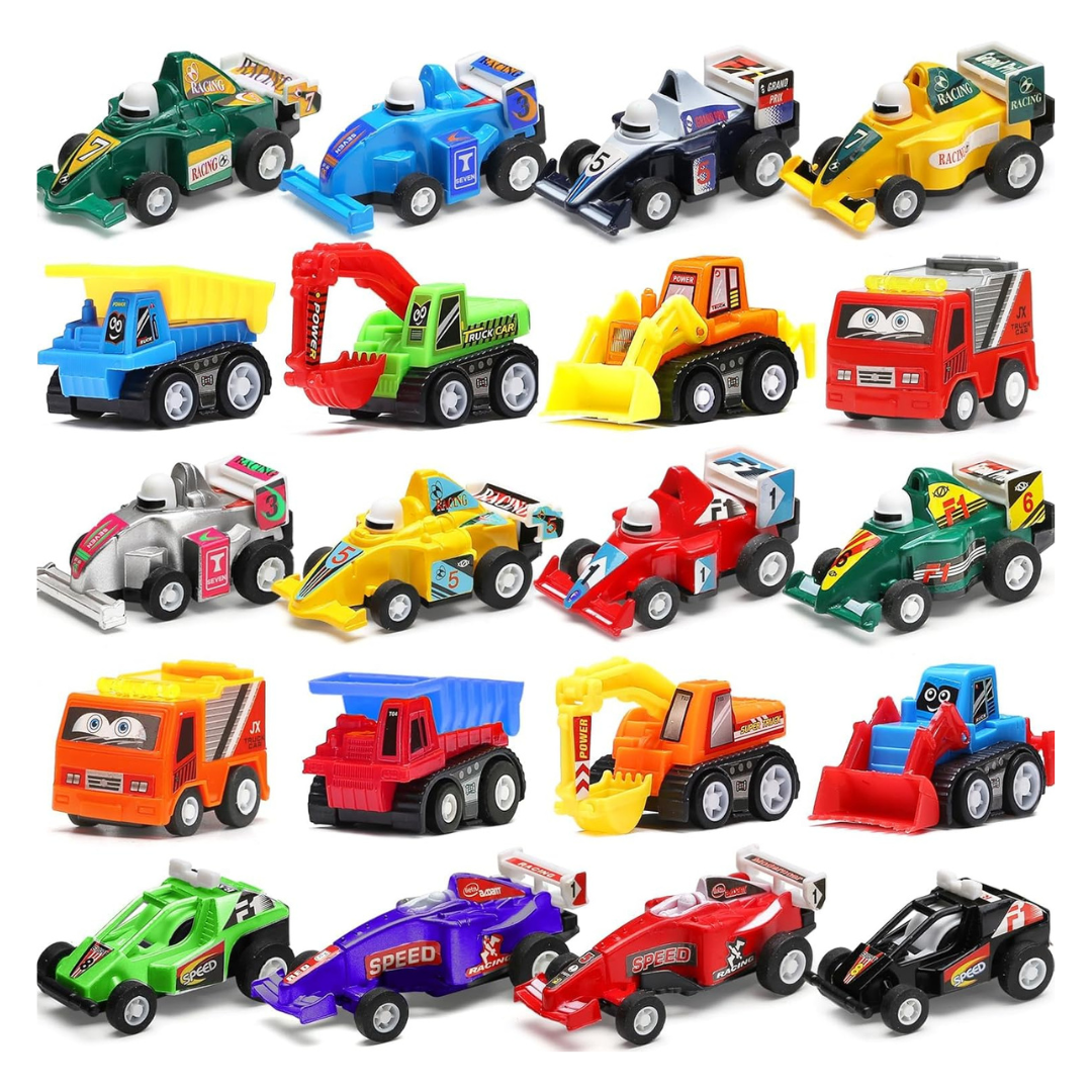 20-Piece Assorted Mini Truck Pull Back Car Toy Set
