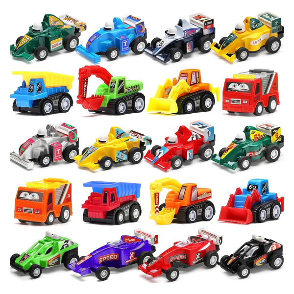 20-Piece Assorted Mini Truck Pull Back Car Toy Set