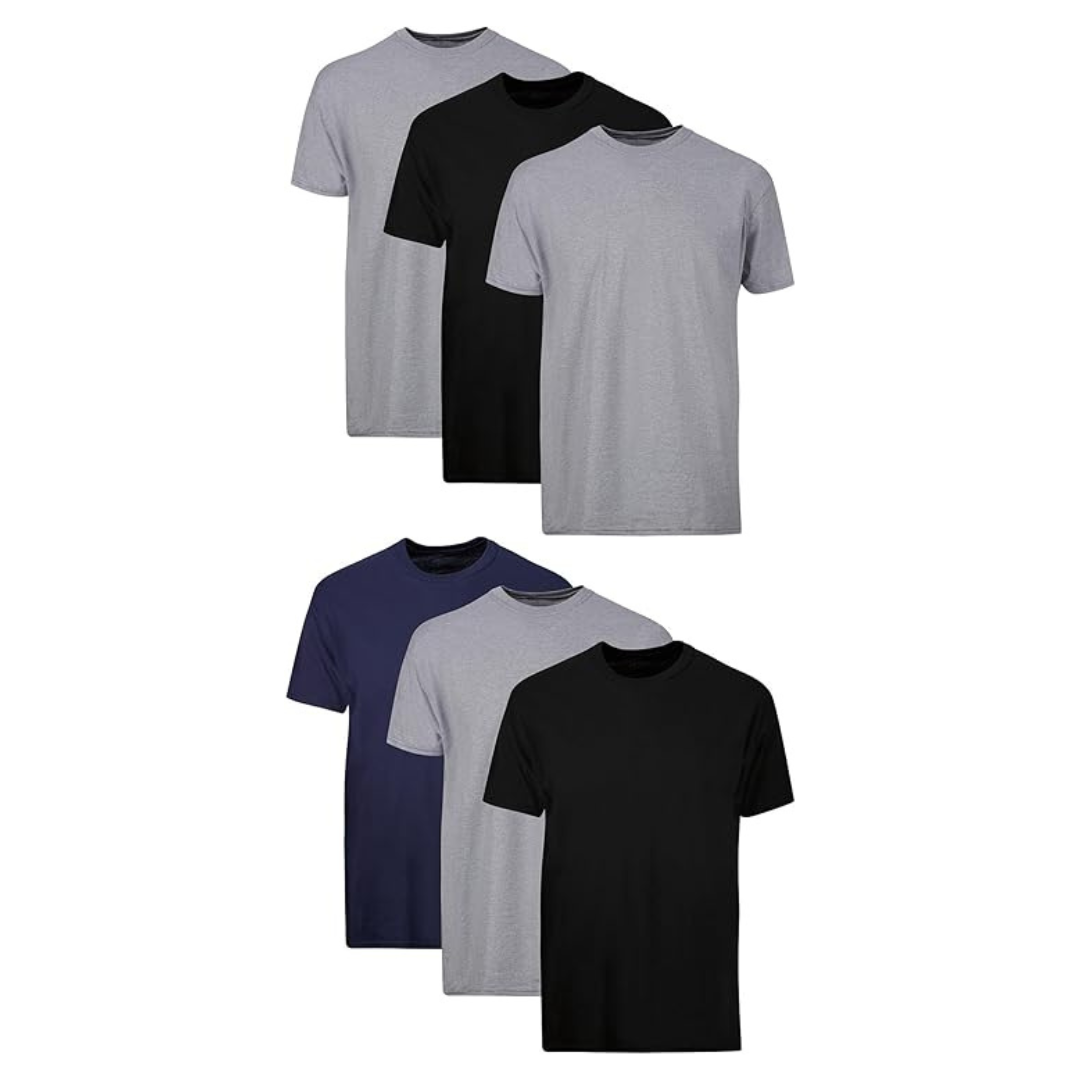 6-Pack Hanes Men's Stay-Tucked Soft Cotton Undershirts
