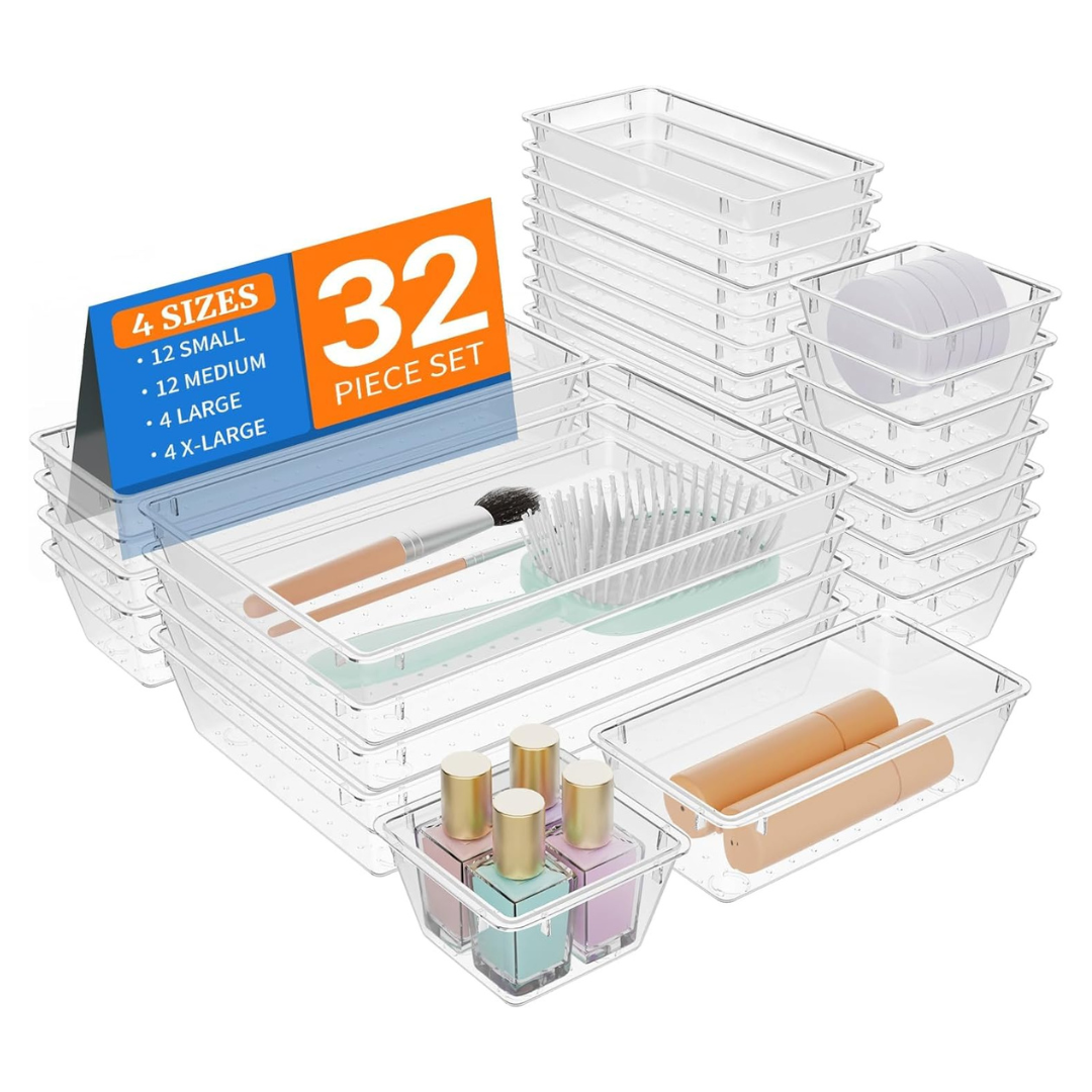 32-Piece StorMiracle 4-Size Drawer Organizer Set