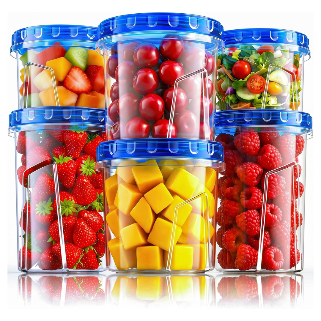 6-Pack Airtight Plastic Food Storage Containers With Twist-Top Lids