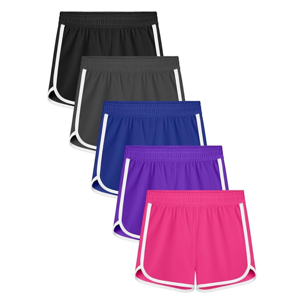 5-Pack Toddler Girls Quick Dry Athletic Shorts