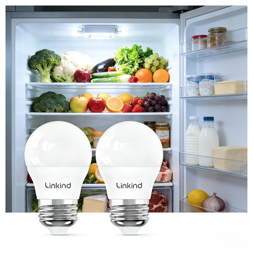 2-Pack Linkind A15 E26 5W LED Refrigerator Light Bulbs (Daylight 5000K)