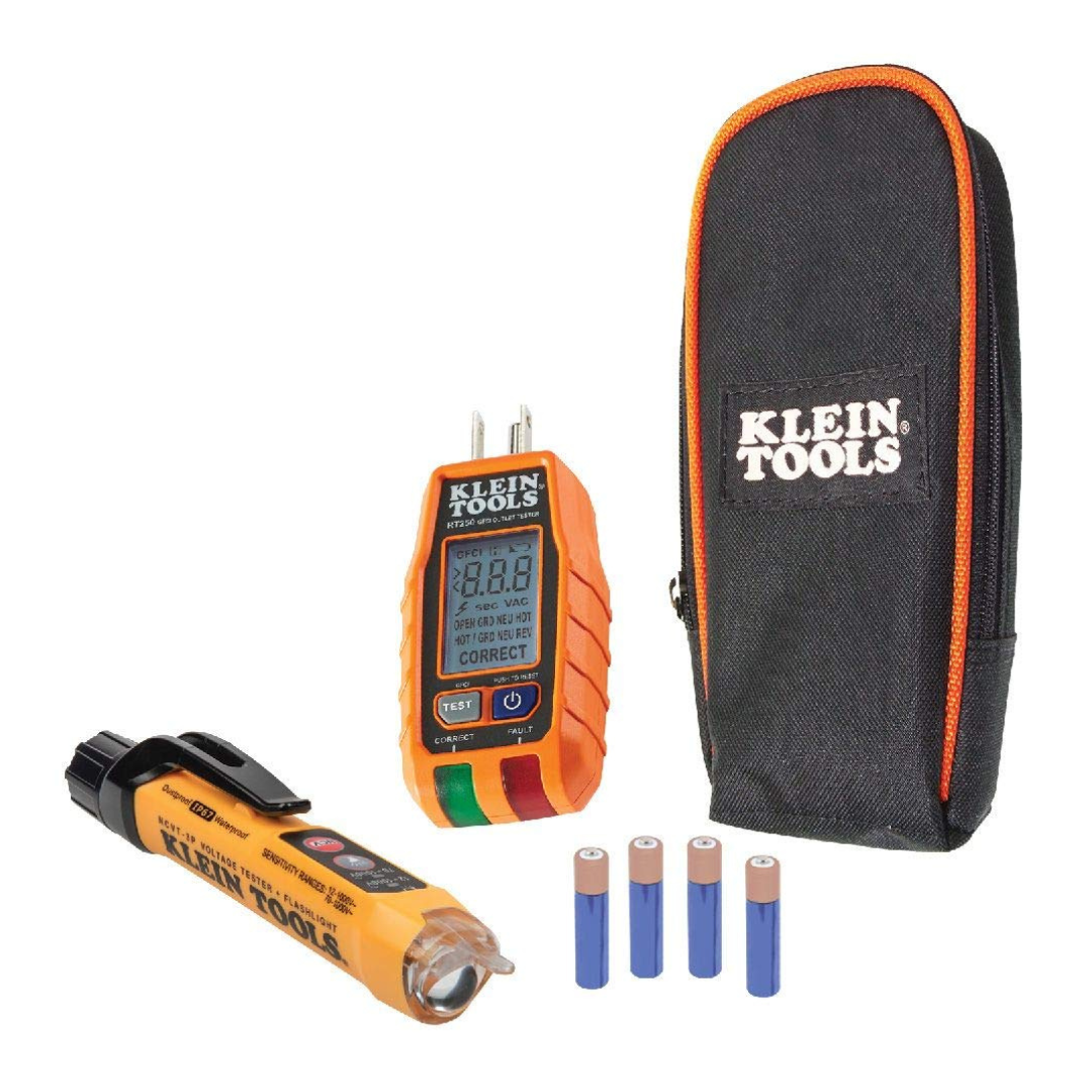 Klein Tools Non-Contact Voltage/GFCI Receptacle Test Kit W/ LCD & Flashlight