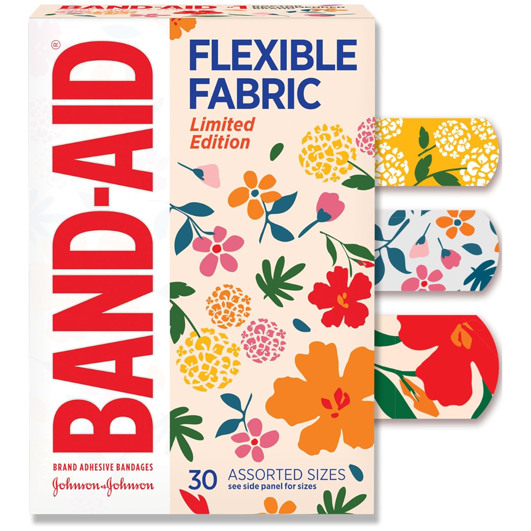 30-Count Band-Aid Brand Flexible Fabric Bandages (Wildflower)