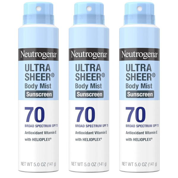 3-Pack 5-Oz Neutrogena Ultra Sheer Body Mist SPF 70 Sunscreen Spray