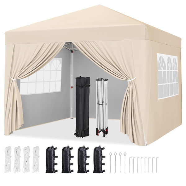 10' X 10' Yaheetech Pop-Up Canopy Tent W/ 4 Sidewalls & Roller Bag (2 Colors)