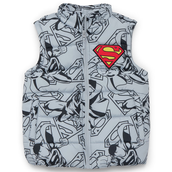 Superman Boys Graphic Puffer Vest (Sizes 4-8)