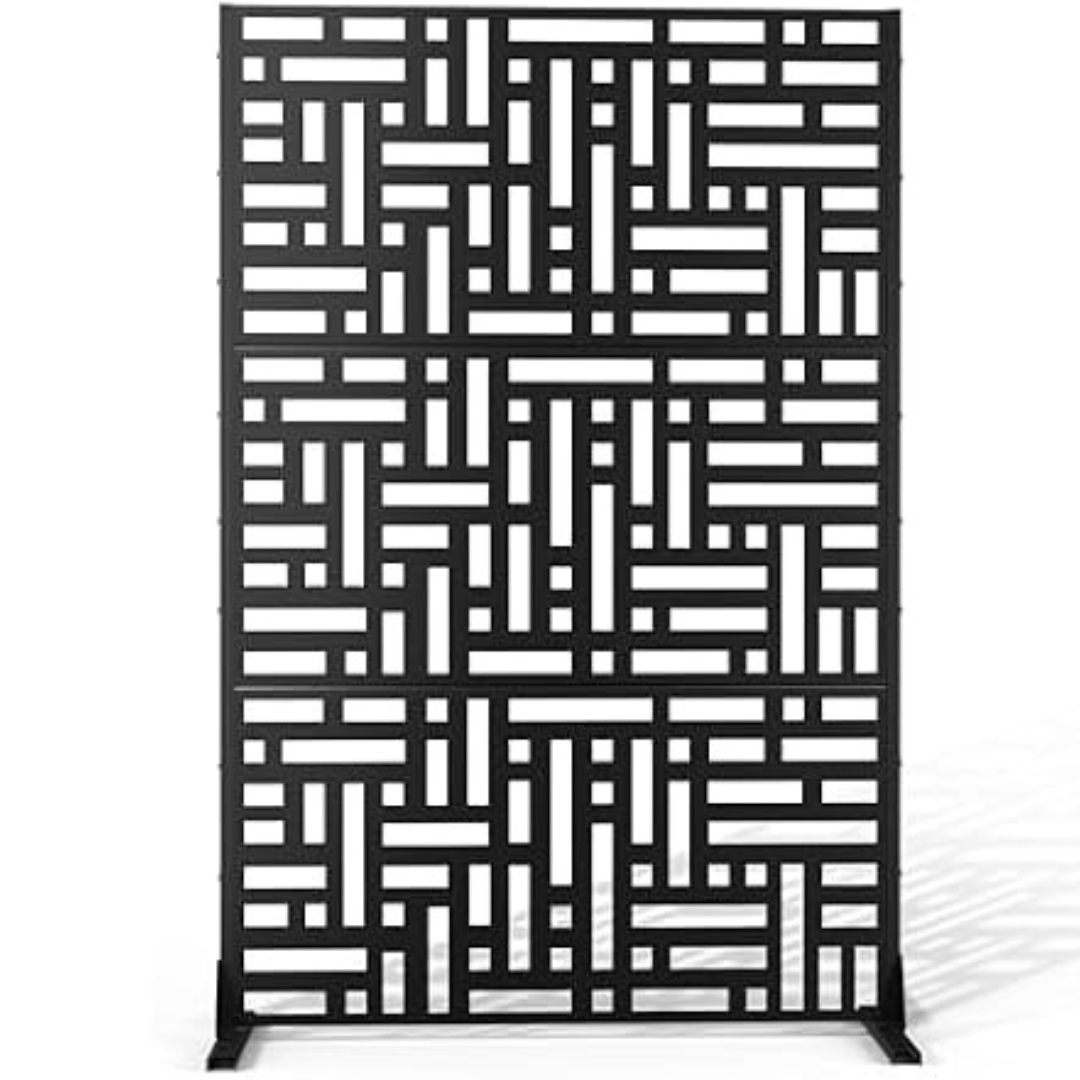 Metal Privacy Screen 72"H x 47"W Freestanding Decorative Panel