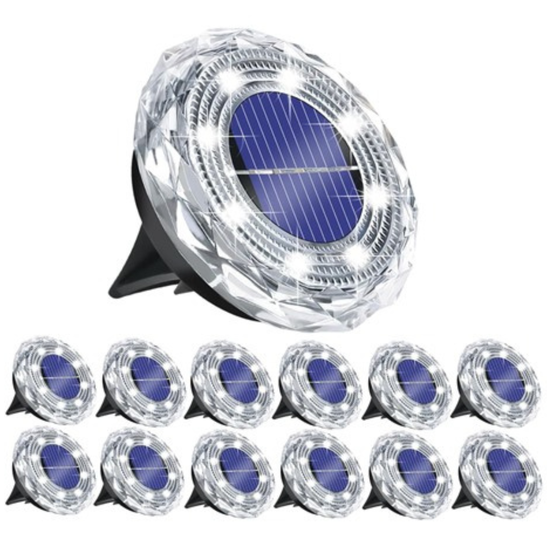12-Pack Hakol Cool White Outdoor Solar Ground Light