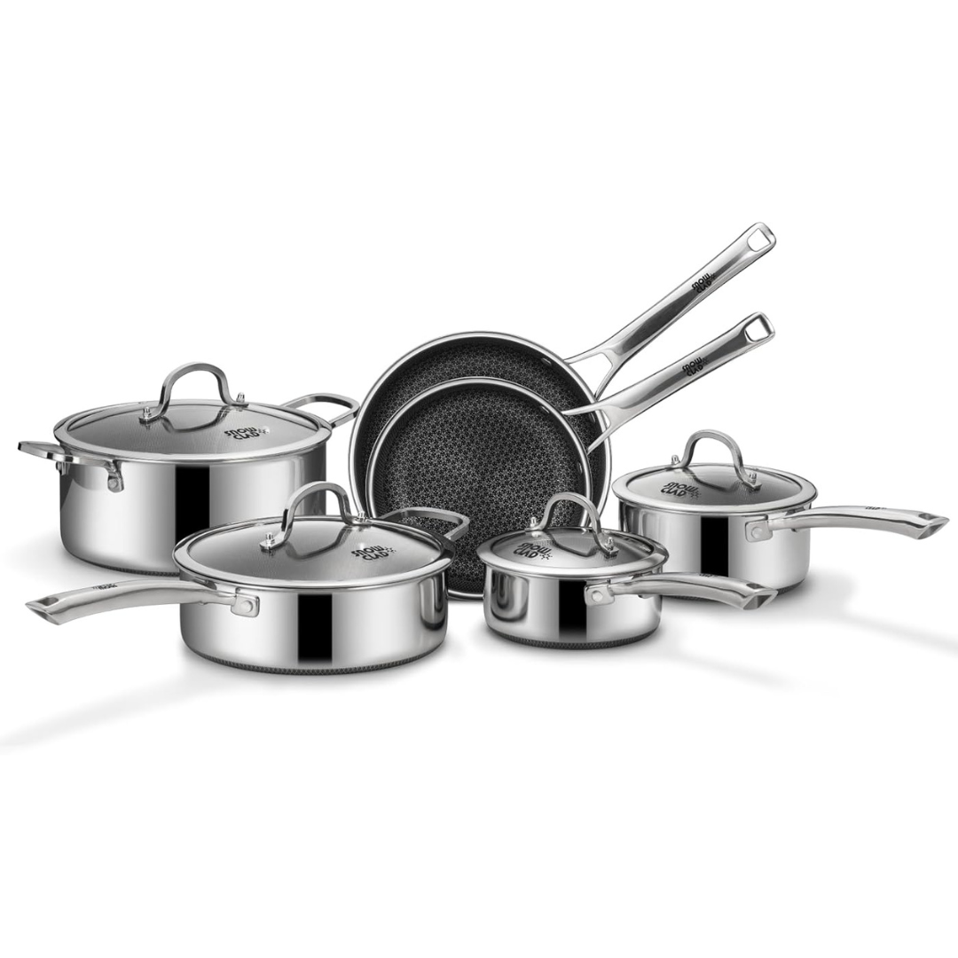 10-Piece Snowclad Hybrid Stainless Steel Cookware Sets