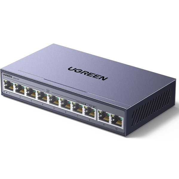 10-Port UGREEN PoE Gigabit Ethernet Switch w/8 PoE+@60W & 2 Uplink