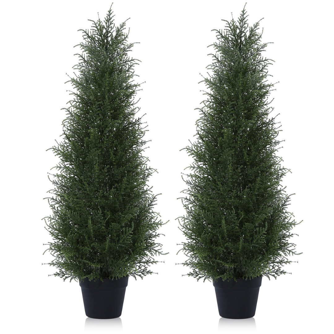 2-Pack 3-Feet DR.Planzen Artificial Cedar Topiary Trees