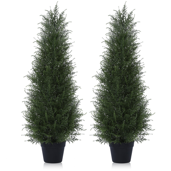 2-Pack 3-Feet DR.Planzen Artificial Cedar Topiary Trees