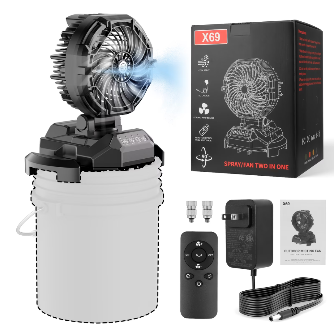 AiYchen 4 Speed Battery Powered Outdoor Misting Fan