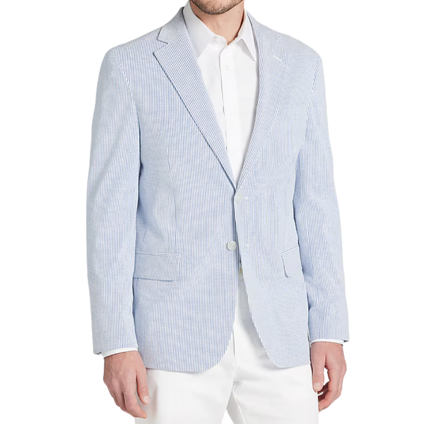 Jos. A. Bank Tailored Fit Stripe Seersucker Cotton Blend Sportcoat