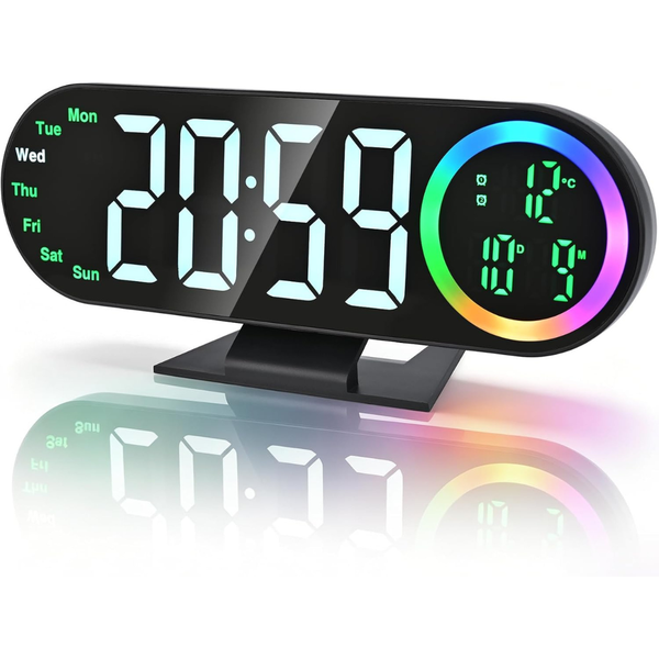 Electime LED Display Digital Alarm Clocks with 16 Night Light