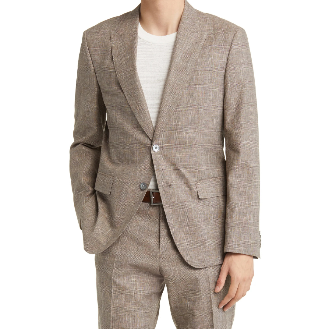 BOSS Men's Plaid Cotton & Wool Blend Suit
