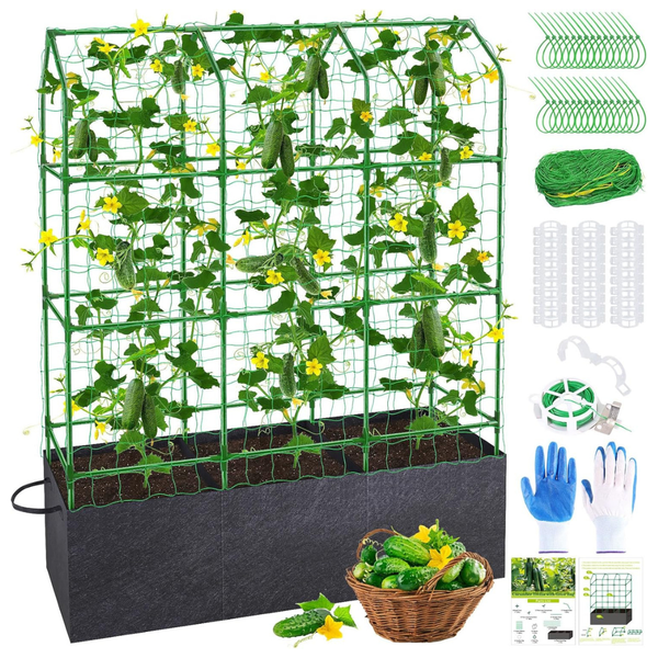 50" X 65" X 18" Cucumber Trellis With 46 Gallon Grow Bags